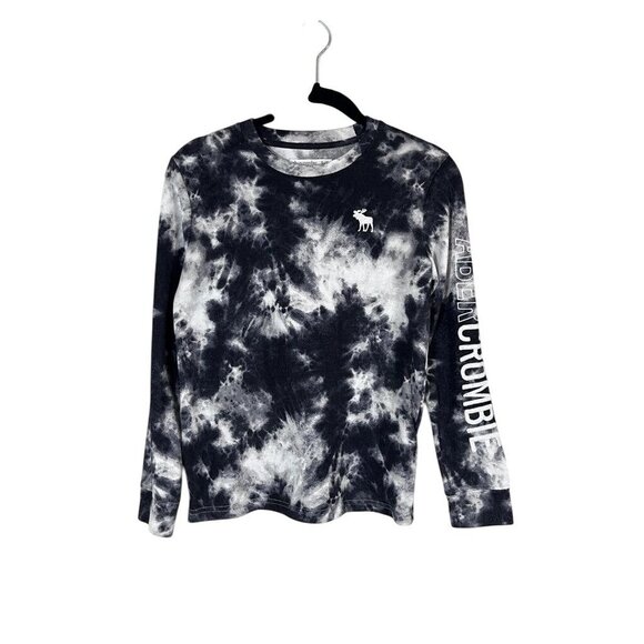 Abercrombie Tie Dye Top 9 Black Preppy Classic Soft Retro Comfy Basic Sporty - Picture 1 of 7